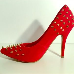 Red Stiletto Heels - Sexy Spikes And Studs